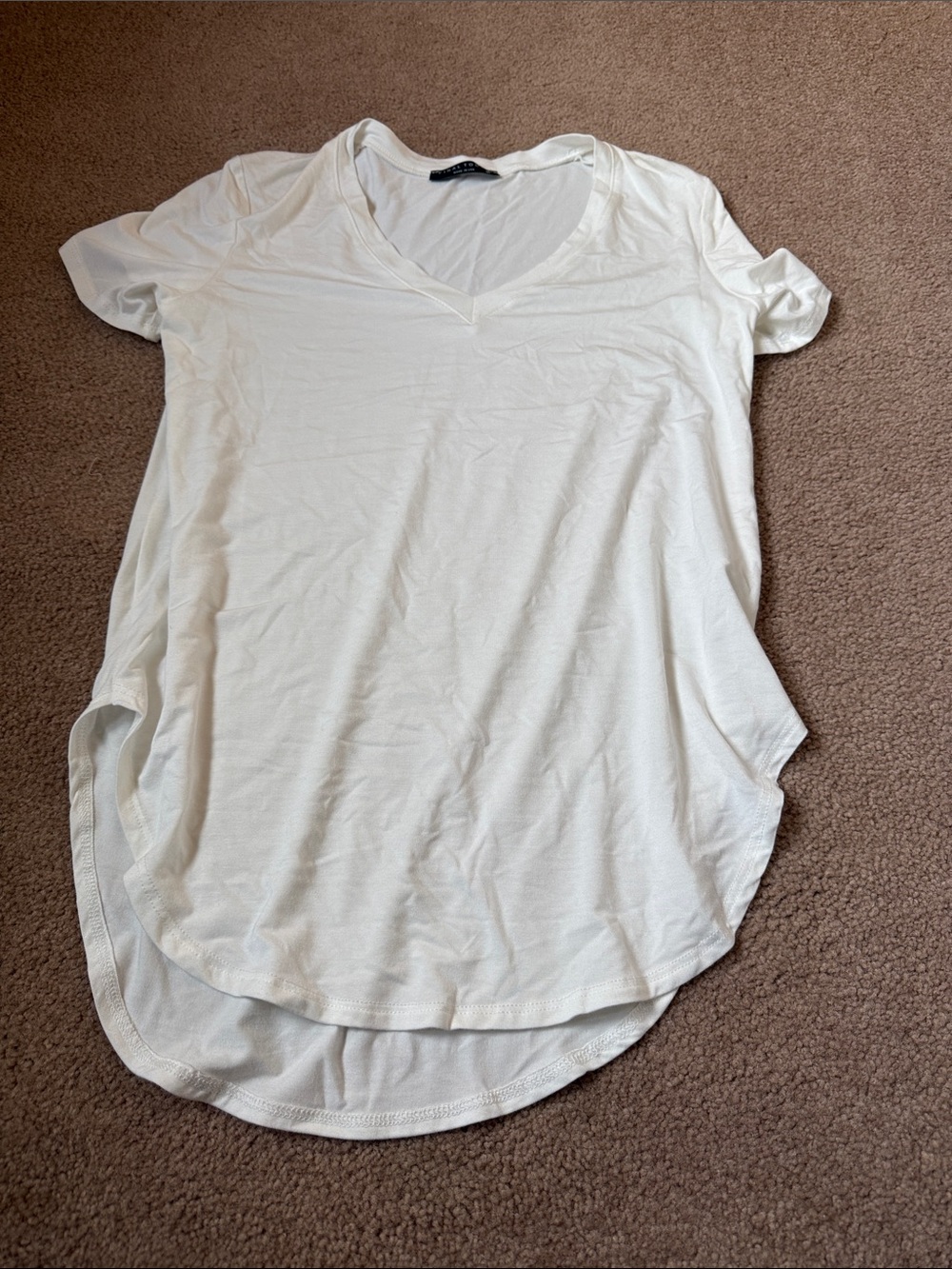 Women's White V-Neck Short Sleeve Top